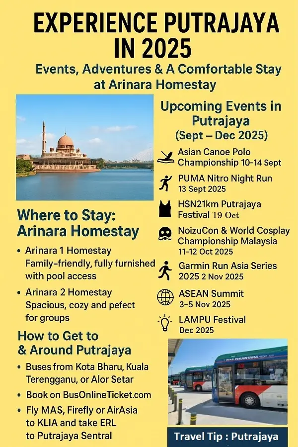 Experience Putrajaya in 2025: Events, Adventures & A Comfortable Stay at Arinara Homestay