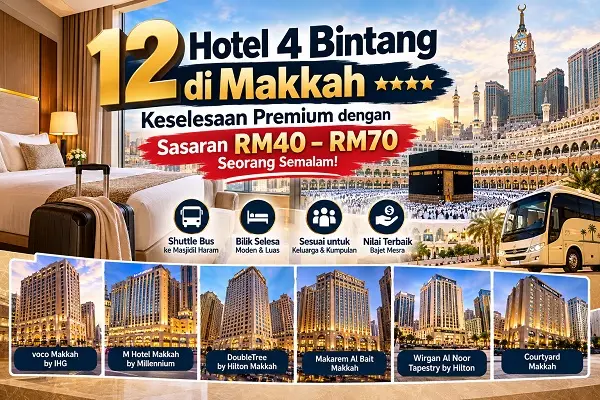 12 Hotel 4 Bintang di Makkah: Keselesaan Premium dengan Sasaran RM40–RM70 Seorang Semalam!